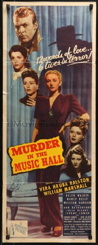 4f0741 MURDER IN THE MUSIC HALL insert 1946 sexy Vera Ralston, 12 words of love, 6 lives in terror!