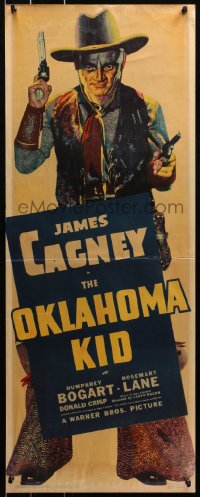 4f0753 OKLAHOMA KID insert 1939 full-length art of cowboy James Cagney holding two guns, ultra-rare!