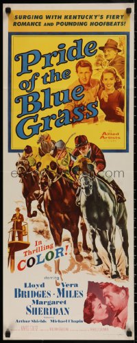 4f0765 PRIDE OF THE BLUE GRASS insert 1954 Lloyd Bridges, Vera Miles, cool horse racing art!