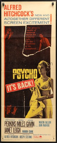 4f0768 PSYCHO insert R1965 half-dressed Janet Leigh, Anthony Perkins, Alfred Hitchcock classic!