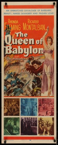 4f0770 QUEEN OF BABYLON insert 1956 art of sexy Rhonda Fleming, love's seven wonders of the world!