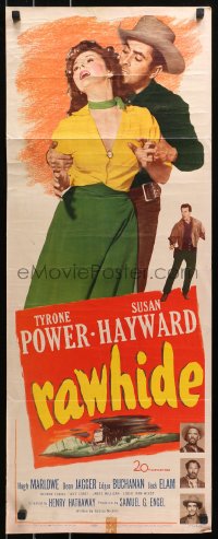 4f0775 RAWHIDE insert 1951 Tyrone Power & pretty Susan Hayward in western action!