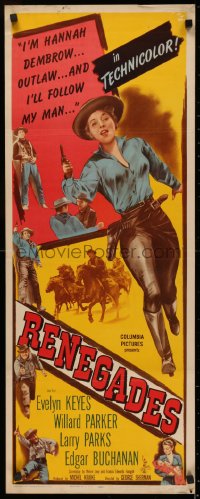 4f0777 RENEGADES insert 1946 full-length Evelyn Keyes with her gun in her hand, Larry Parks!