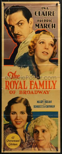 4f0788 ROYAL FAMILY OF BROADWAY insert 1930 Fredric March, Ina Claire & Mary Brian, ultra-rare!