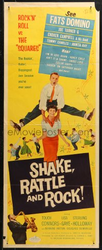 4f0796 SHAKE, RATTLE & ROCK insert 1956 Fats Domino, dancing teens, Rock 'n' Roll vs the Squares!