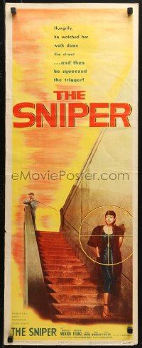 4f0803 SNIPER insert 1952 image of sniper Arthur Franz with gun targeting Marie Windsor!