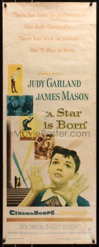 4f0812 STAR IS BORN insert 1954 great close up art of Judy Garland, James Mason, classic!
