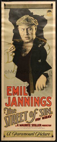 4f0815 STREET OF SIN insert 1928 Emil Jannings in broken window, written by von Sternberg, ultra-rare!