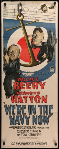 4f0844 WE'RE IN THE NAVY NOW insert 1926 wacky sailors Wallace Beery & Raymond Hatton, ultra-rare!