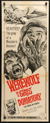 4f0845 WEREWOLF IN A GIRLS' DORMITORY insert 1963 beauties are the prey of a monster's desires!
