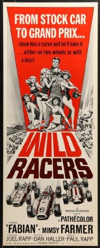 4f0851 WILD RACERS insert 1968 Fabian, AIP, cool art of formula one car racing & sexy babes!