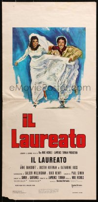 4f0571 GRADUATE Italian locandina R1972 different art of Hoffman & bride Katherine Ross, rare!
