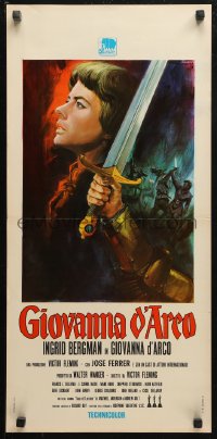 4f0576 JOAN OF ARC Italian locandina R1970s different art of Bergman in full armor by Crovato!