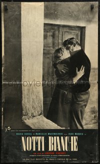 4f0535 WHITE NIGHTS Italian 16x27 pbusta 1957 Visconti, Schell & Marais kiss, Dostoyevsky!