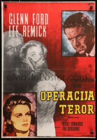 4f0273 EXPERIMENT IN TERROR Yugoslavian 19x28 1962 Glenn Ford, Lee Remick, different art by Goetze!