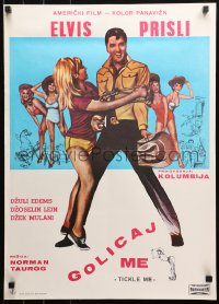4f0303 TICKLE ME Yugoslavian 20x28 1965 different art of way out Elvis Presley & sexy women, rare!