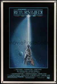 4g0124 RETURN OF THE JEDI 40x60 1983 George Lucas classic, Reamer art of hands holding lightsaber!