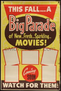4g0131 THIS FALL A BIG PARADE OF NEW FRESH SPARKLING MOVIES 40x60 1960s lobby card display!