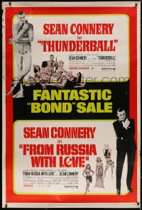 4g0132 THUNDERBALL/FROM RUSSIA WITH LOVE 40x60 1968 Bond sale, 2 of Connery's best 007 roles!