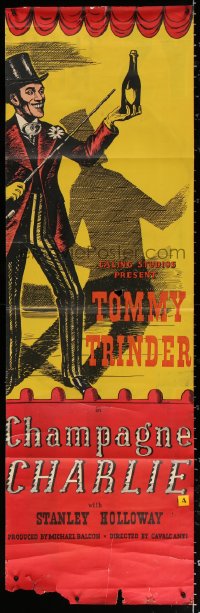 4g0193 CHAMPAGNE CHARLIE English door panel 1944 art of Tommy Trinder in the title role & Bottle!