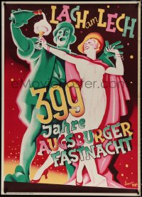 4g0018 LACH AM LECH German 34x48 1937 Ernst Hoff art of man & woman celebrating with champagne!