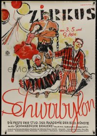 4g0023 ZIRKUS SCHWABYLON German 33x47 1937 decadent degenerate Riedl art of circus performers!