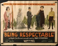 4g0367 BEING RESPECTABLE 1/2sh 1924 rich Monte Blue loves flapper girl, but marries a society girl!