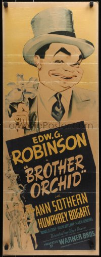4g0350 BROTHER ORCHID insert 1940 great art of Edward G. Robinson, Bogart billed, ultra rare!