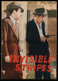 4g0897 INVISIBLE STRIPES Japanese program 1955 George Raft standing by Humphrey Bogart with gun!