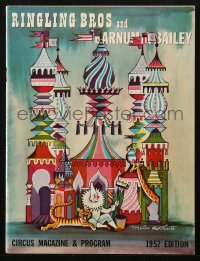 4g1360 RINGLING BROS & BARNUM & BAILEY CIRCUS souvenir program book 1957 cool Miles White cover art!