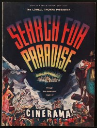 4g1369 SEARCH FOR PARADISE Cinerama souvenir program book 1957 Lowell Thomas' Himalayan travels!