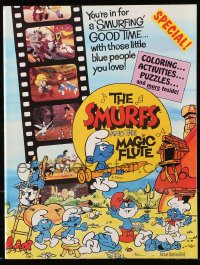 4g1375 SMURFS & THE MAGIC FLUTE souvenir program book 1983 feature cartoon, great images!