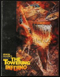 4g1404 TOWERING INFERNO souvenir program book 1974 Steve McQueen, Paul Newman, art by John Berkey!