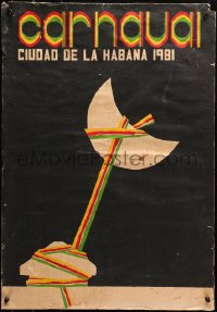 4g0421 CARNAVAL 19x27 Cuban special poster 1981 great different silkscreen art for Havana Carnival!