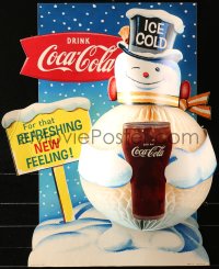 4g0427 COCA-COLA 18x22 advertising poster 1960s really cool Frosty The Snowman display!