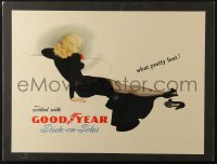 4g0429 GOODYEAR 18x23 advertising poster 1950s vintage art of pretty woman with stick-on-soles!