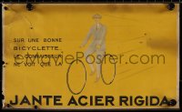 4g0230 JANTE ACIER RIGIDA 14x22 French advertising poster 1900s art of man on invisible bicycle!
