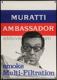 4g0179 MURATTI 36x50 Swiss advertising poster 1964 cool image of guy smoking cigarette and reading!