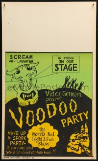 4g0419 VOODOO PARTY WC 1950s scream with laughter, see the zombie skull, spook show, wacky art, rare