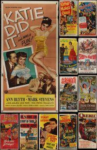 4h0355 LOT OF 13 FOLDED THREE-SHEETS 1940s-1960s great images from a variety of different movies!