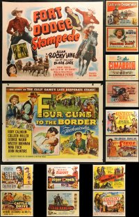 4h0725 LOT OF 16 FORMERLY FOLDED COWBOY WESTERN HALF-SHEETS 1950s images from a variety of movies!