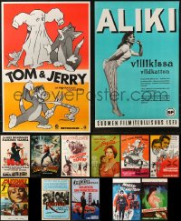 4h0637 LOT OF 15 MOSTLY UNFOLDED FINNISH POSTERS 1950s-1980s great images from a variety of movies!