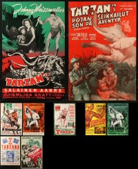 4h0638 LOT OF 9 UNFOLDED TARZAN FINNISH POSTERS 1940s-1960s great images from several titles!