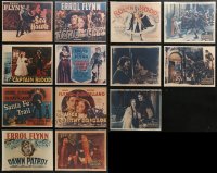 4h0578 LOT OF 13 ERROL FLYNN 11X14 LOBBY CARD REPRO PHOTOS 1980s images from his best movies!