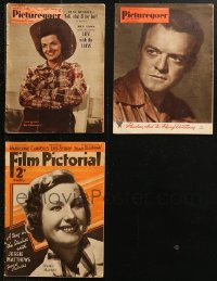 4h0983 LOT OF 3 PICTUREGOER ENGLISH MOVIE MAGAZINES 1930s-1950s great images & information!
