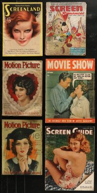 4h0973 LOT OF 6 MOVIE MAGAZINES 1920s-1940s filled with great images & information!