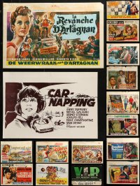 4h0764 LOT OF 25 FORMERLY FOLDED HORIZONTAL BELGIAN POSTERS 1950s-1980s cool movie images!