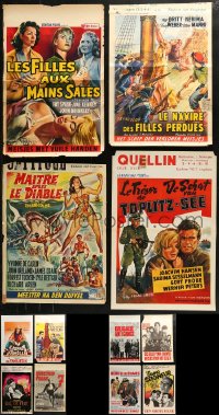 4h0771 LOT OF 22 MOSTLY FORMERLY FOLDED BELGIAN POSTERS 1950s-1980s a variety of movie images!