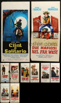 4h0635 LOT OF 10 FORMERLY FOLDED SPAGHETTI WESTERN ITALIAN LOCANDINAS 1960s-1970s cool images!