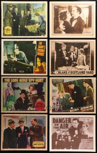 4h0245 LOT OF 8 DETECTIVE/CRIME LOBBY CARDS 1930s-1940s great scenes from a variety of movies!